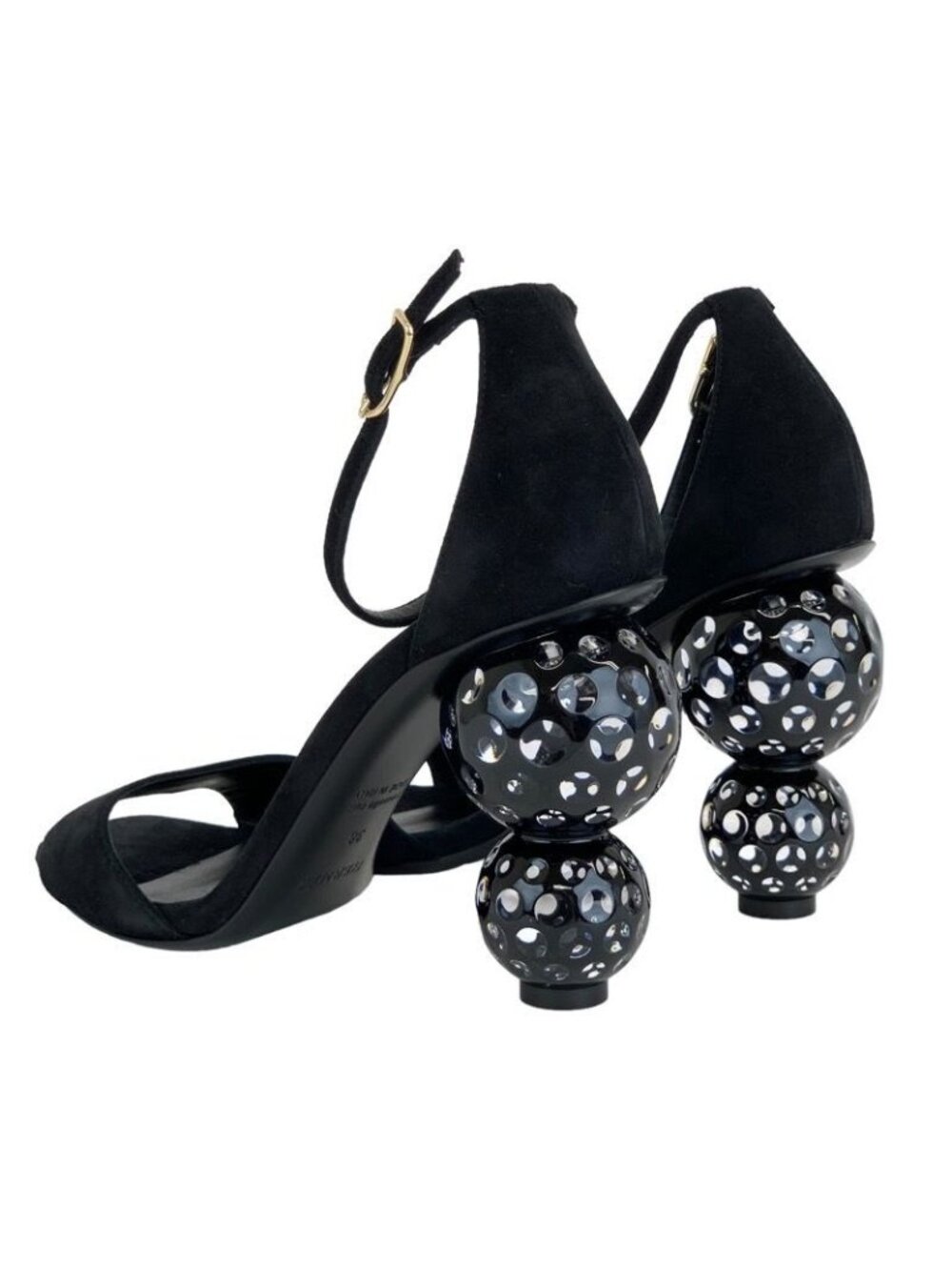 Hermes Dolly Sandals Shoes Suede Black Party - Picture 4 of 10